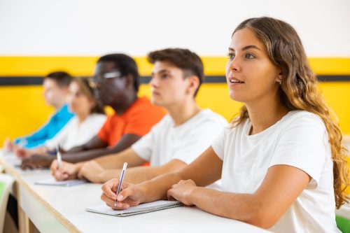 Girl,Studying,In,Taxi,Driving,School,,Sitting,At,His,Desk